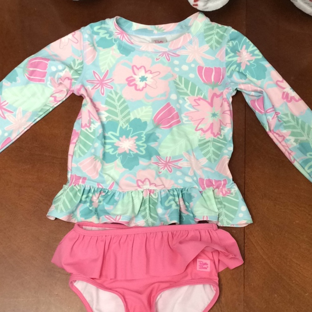 Ruffle Butts LS Tropical print girls 2 pc Swimsuit